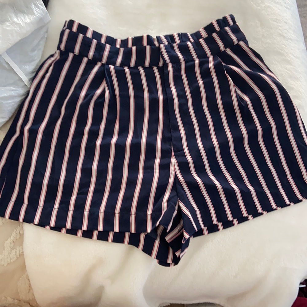 Red white and navy striped shorts